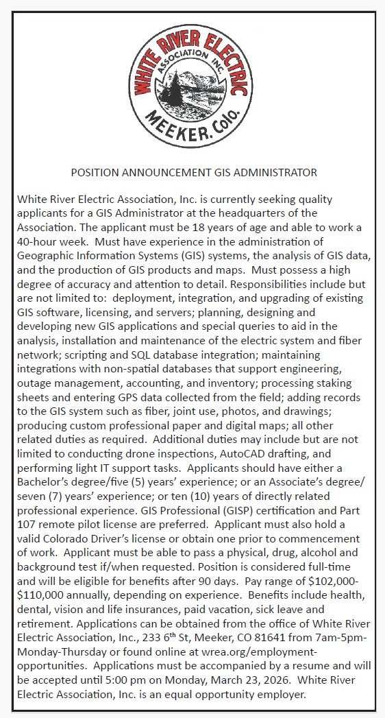 WREA GIS Help Wanted listing